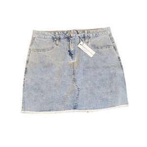 Generation Love | Claudette Crystal Studded Large Denim Mini Skirt